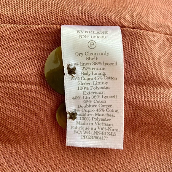 Everlane - The Cotton-Linen Blazer, Size 2, Color: Soft Rust, NWOT - Picture 9 of 9